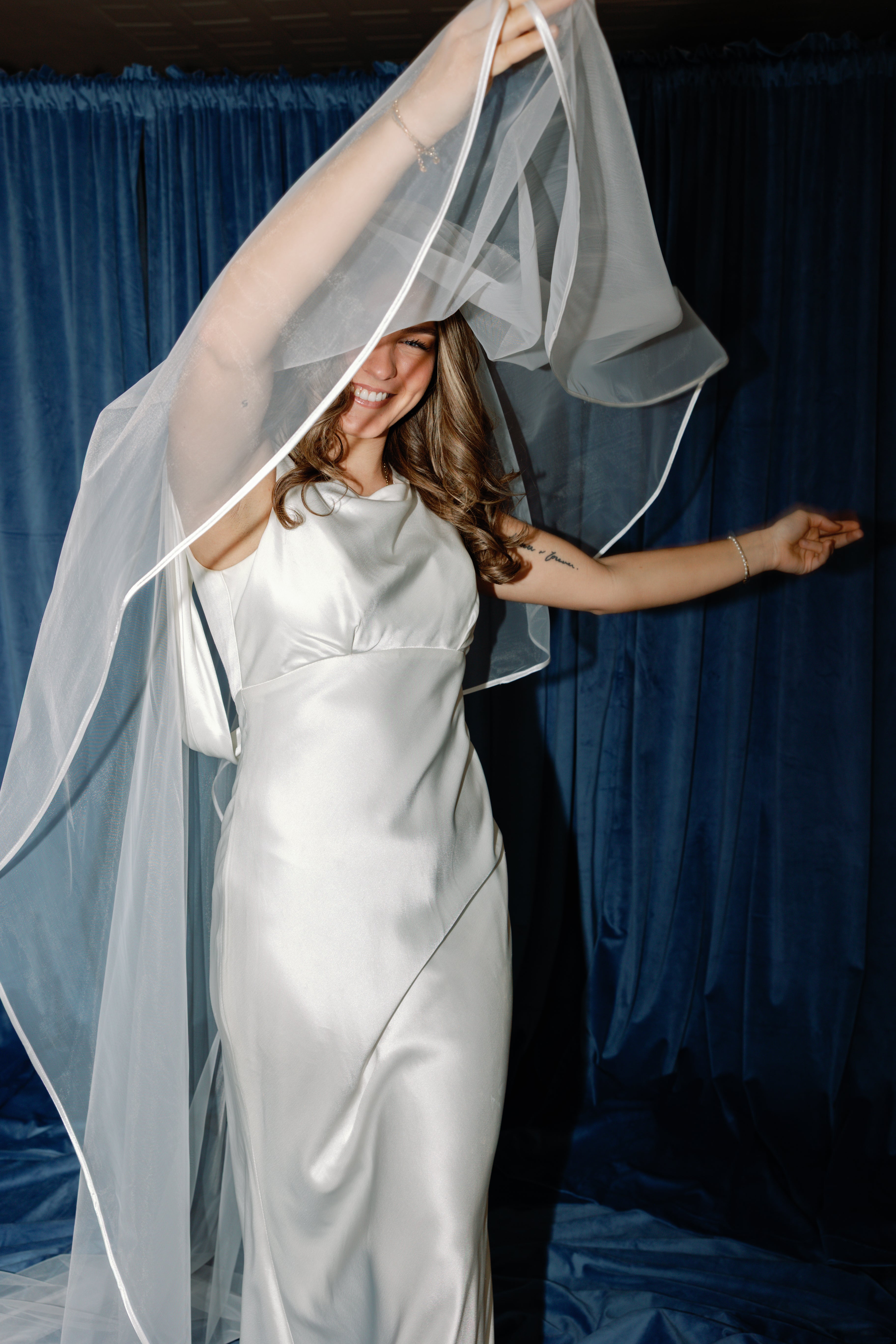 The Marbella Veil | Ribbon Edge Cathedral Wedding Veil with blusher