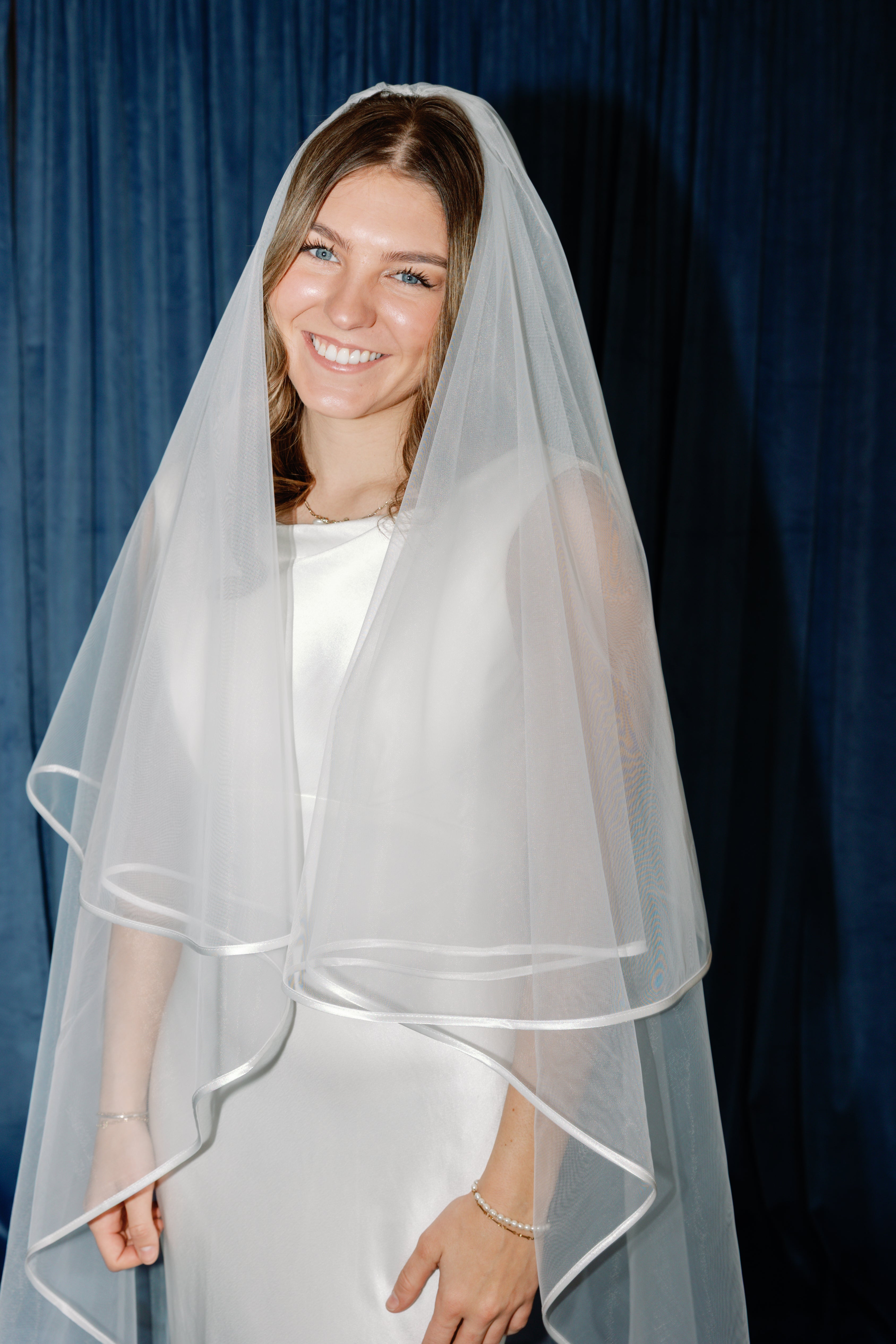 Ribbon Veil -  cathedral length + blusher