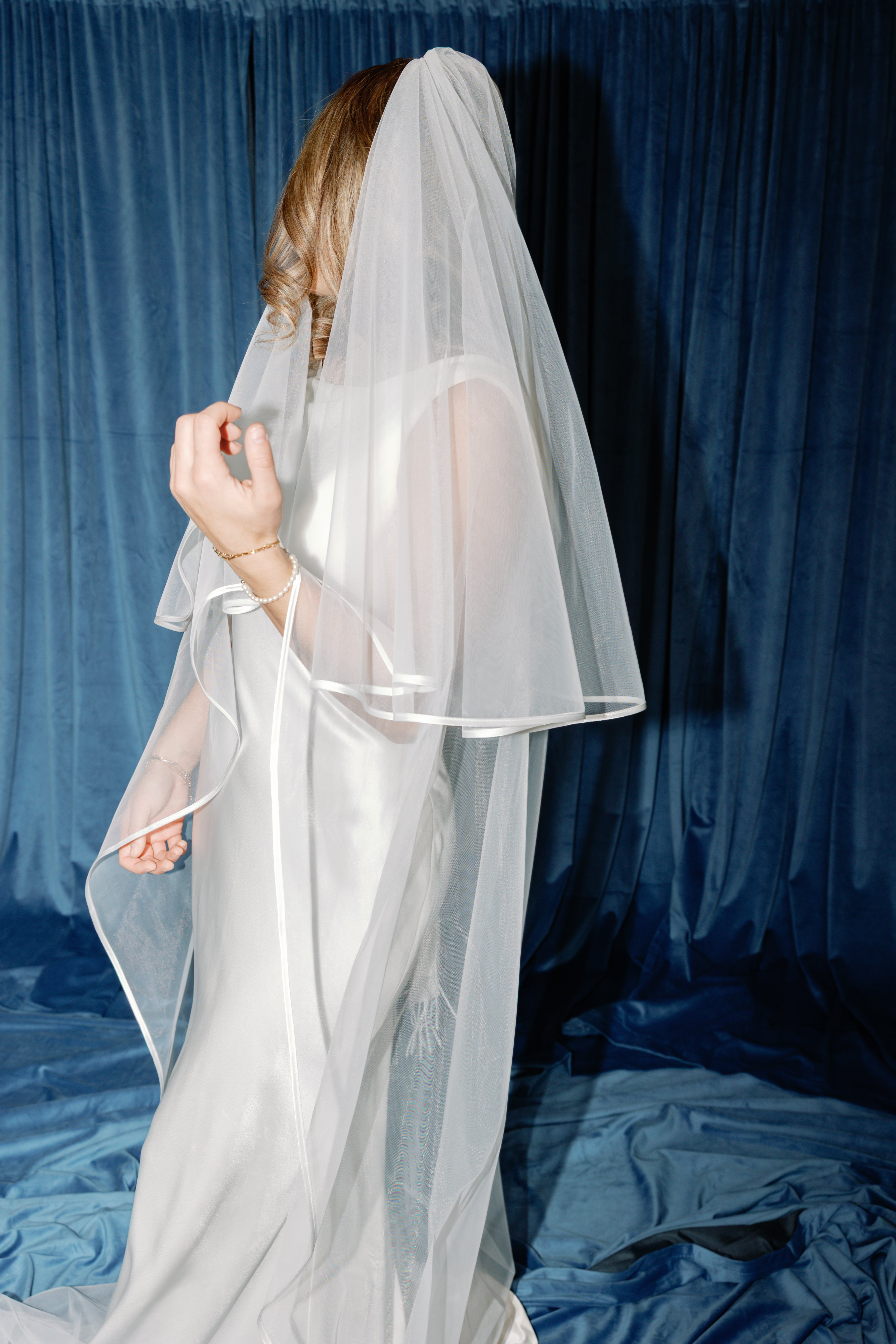 The Marbella Veil | Ribbon Edge Cathedral Wedding Veil with blusher