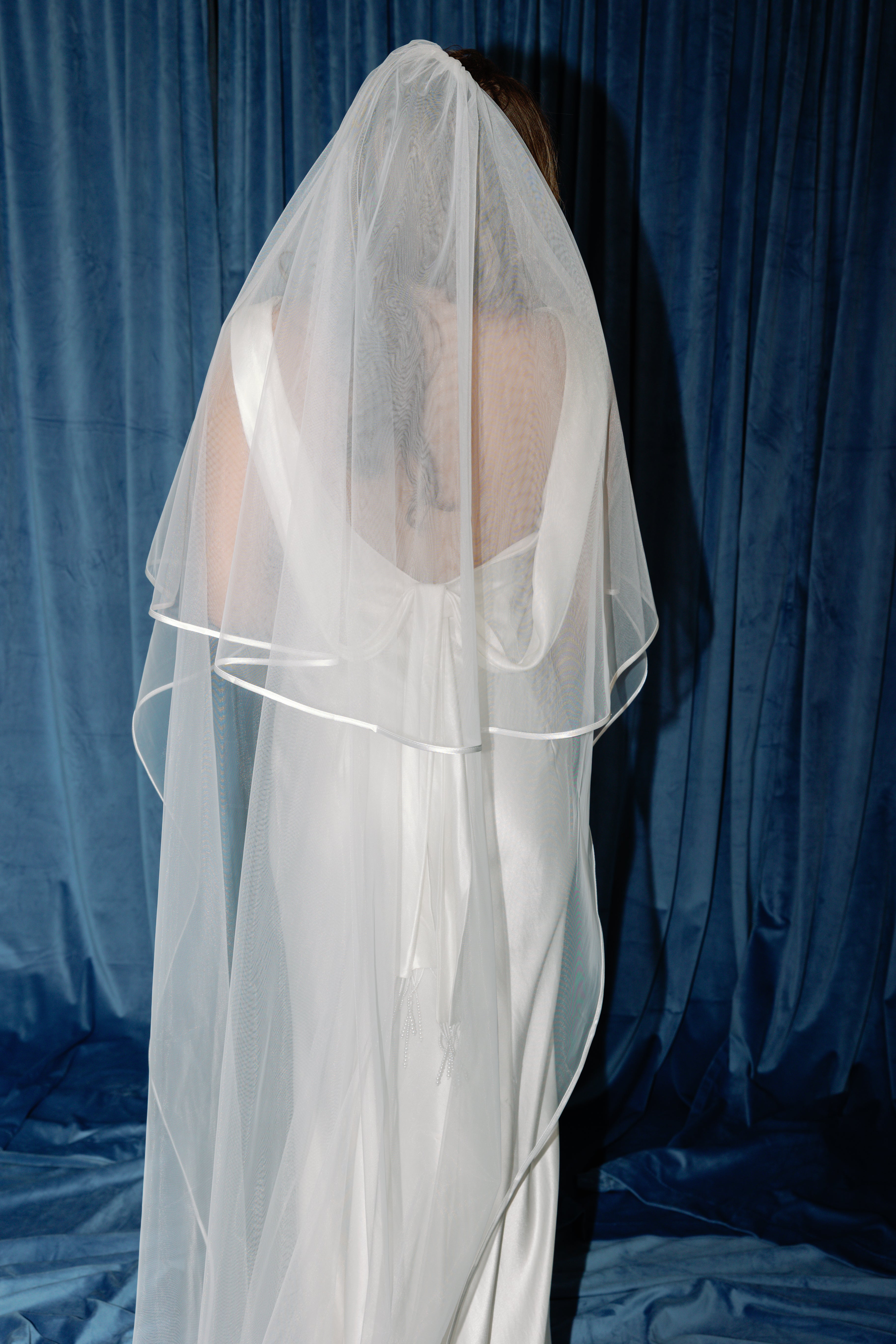 The Marbella Veil | Ribbon Edge Cathedral Wedding Veil with blusher