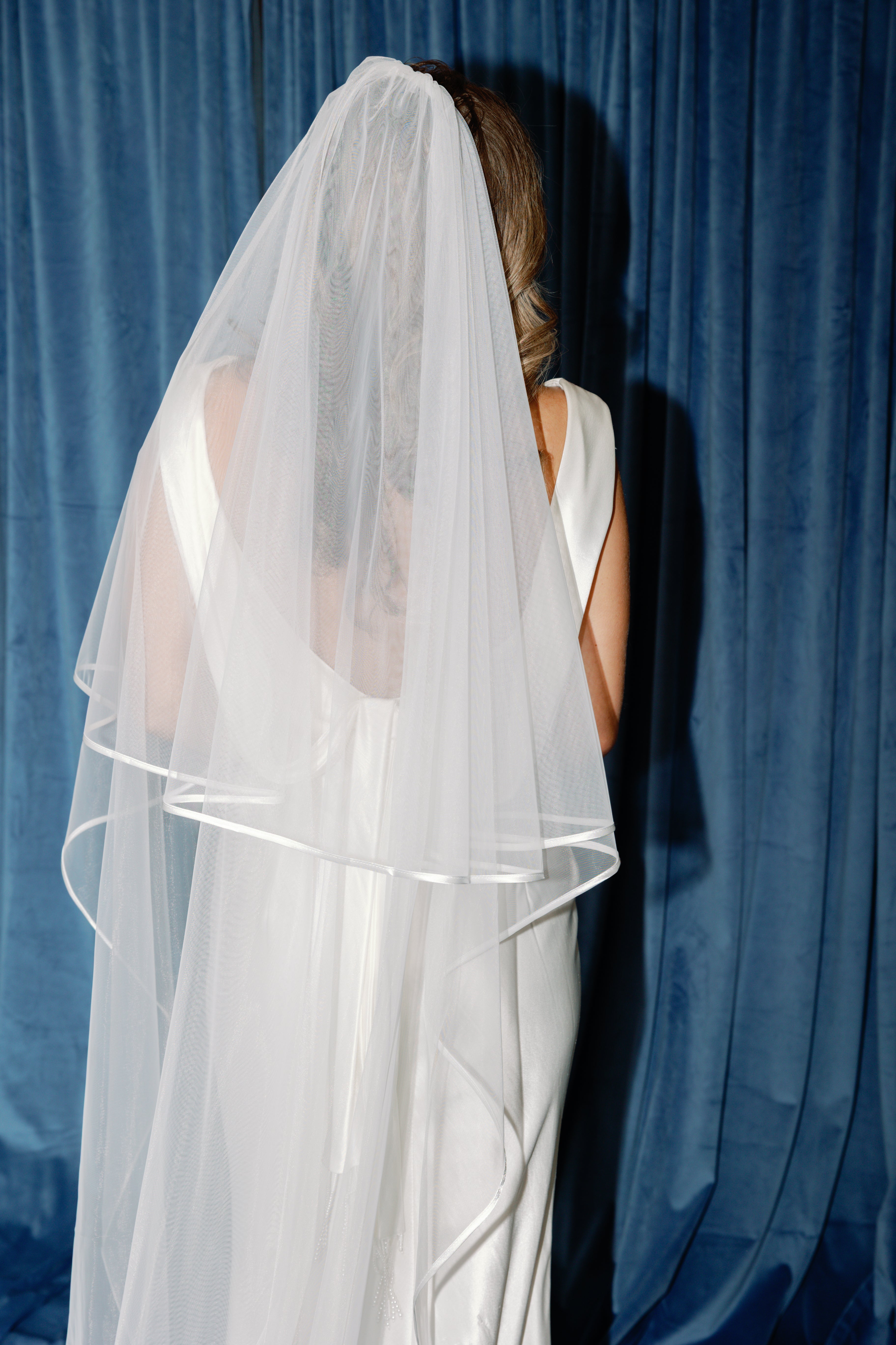 Ribbon Veil -  cathedral length + blusher