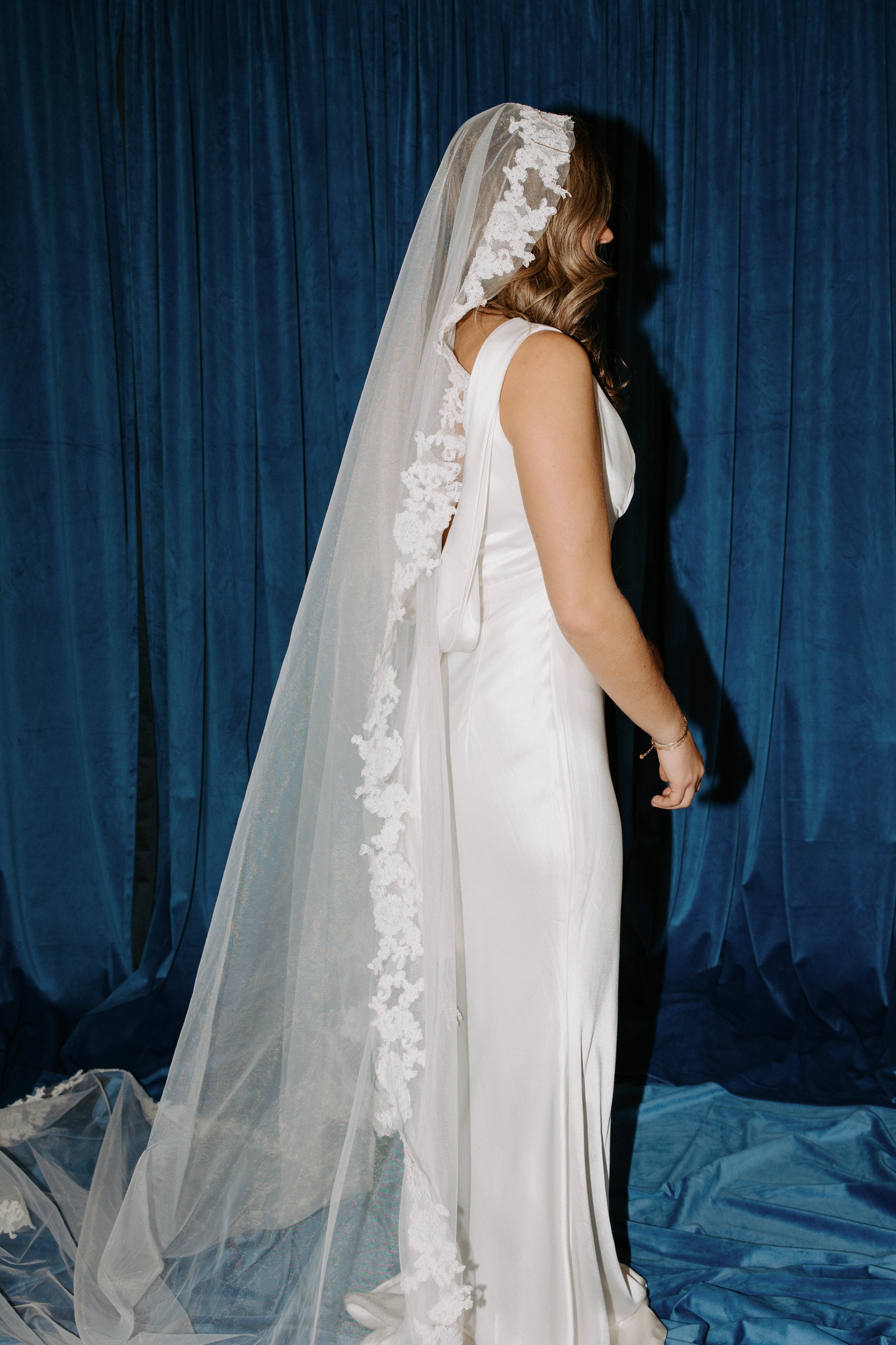 The Granada Mantilla Veil | Lace Cathedral Mantilla Wedding Veil Product Description