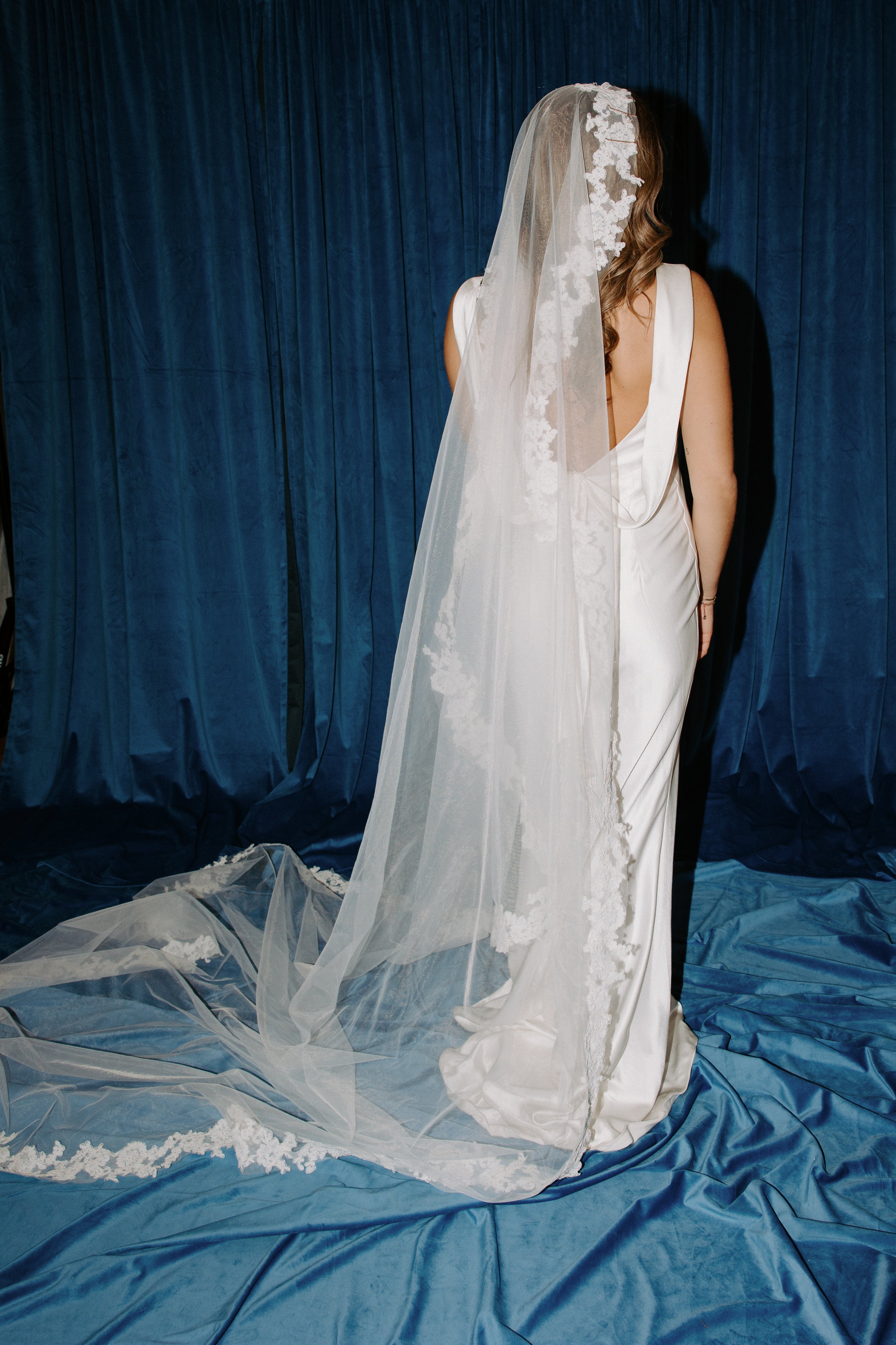The Granada Mantilla Veil | Lace Cathedral Mantilla Wedding Veil Product Description