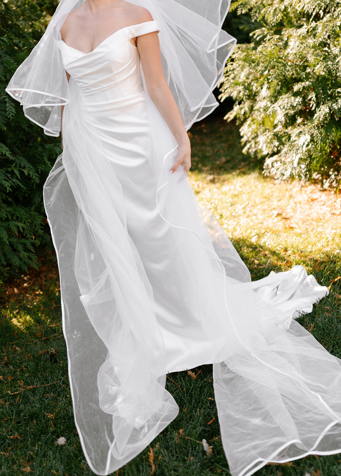The Marbella Veil | Ribbon Edge Cathedral Wedding Veil with blusher