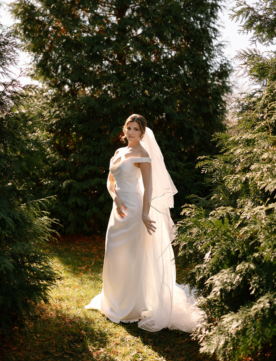 The Marbella Veil | Ribbon Edge Cathedral Wedding Veil with blusher