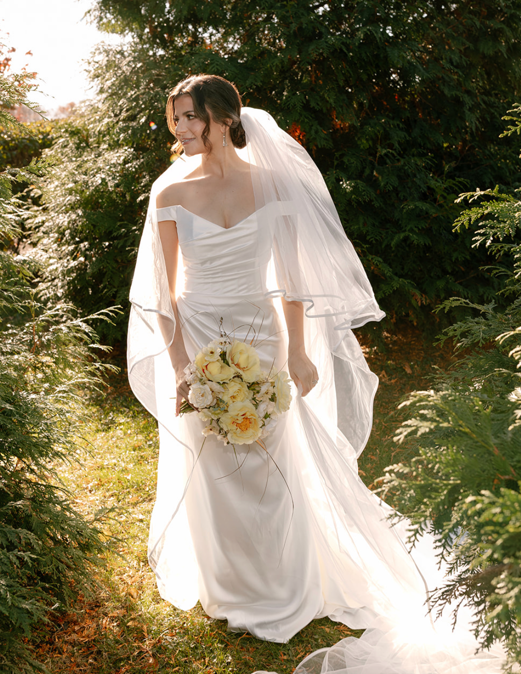 The Marbella Veil | Ribbon Edge Cathedral Wedding Veil with blusher